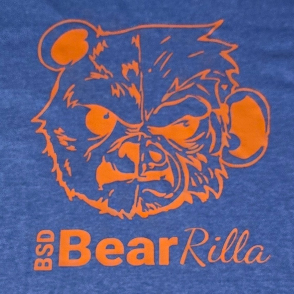 BSD BearRilla Graphic T Shirt Blue Orange Crew Neck‎ Short Sleeve Tee Mens M
